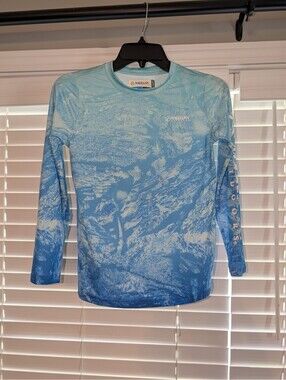 Columbia Youth PFG Long Sleeve Shirt, Blue realtree aspect size small